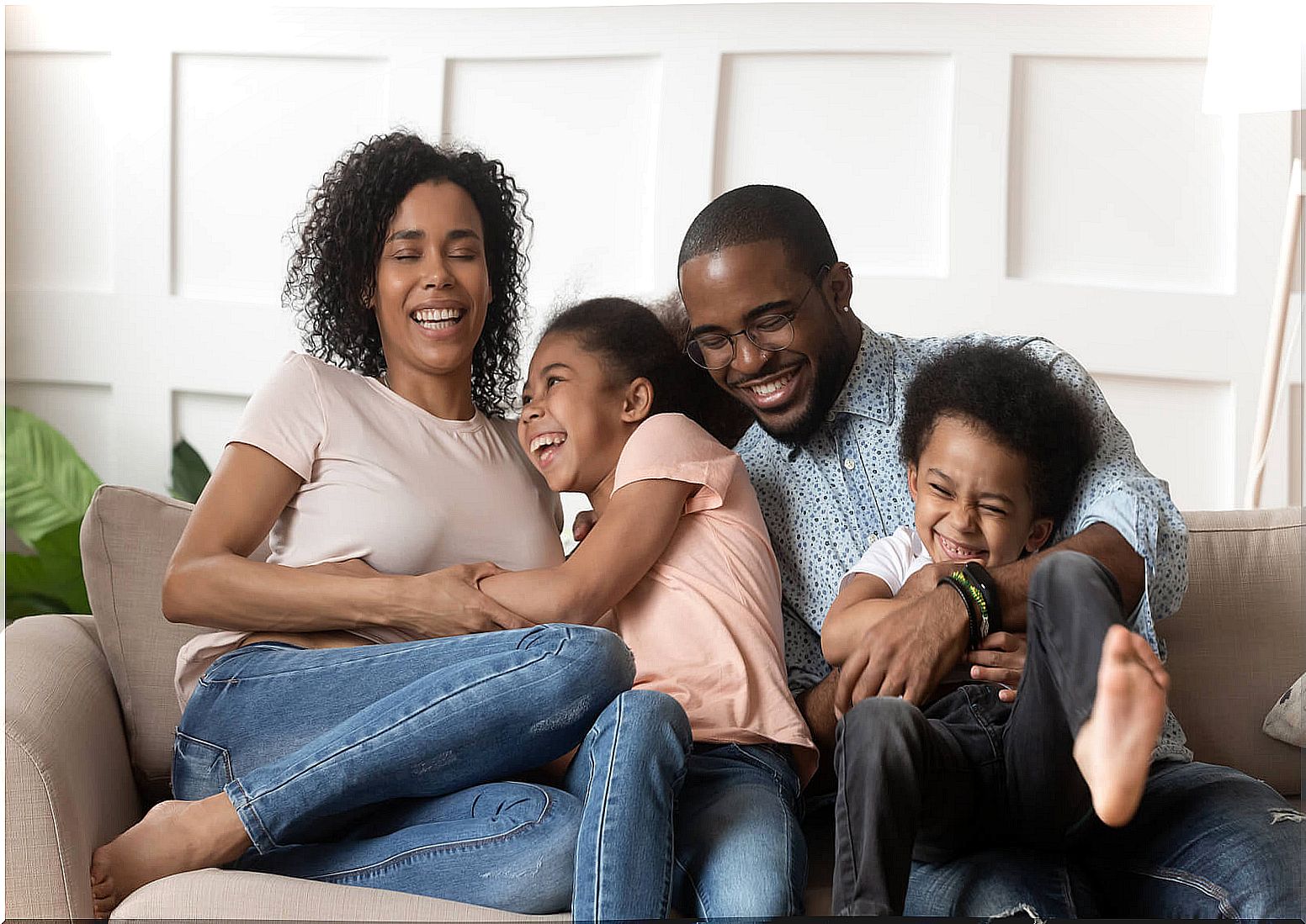 Family playing games and having fun together.