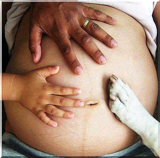 pregnant-belly-with-family-hands