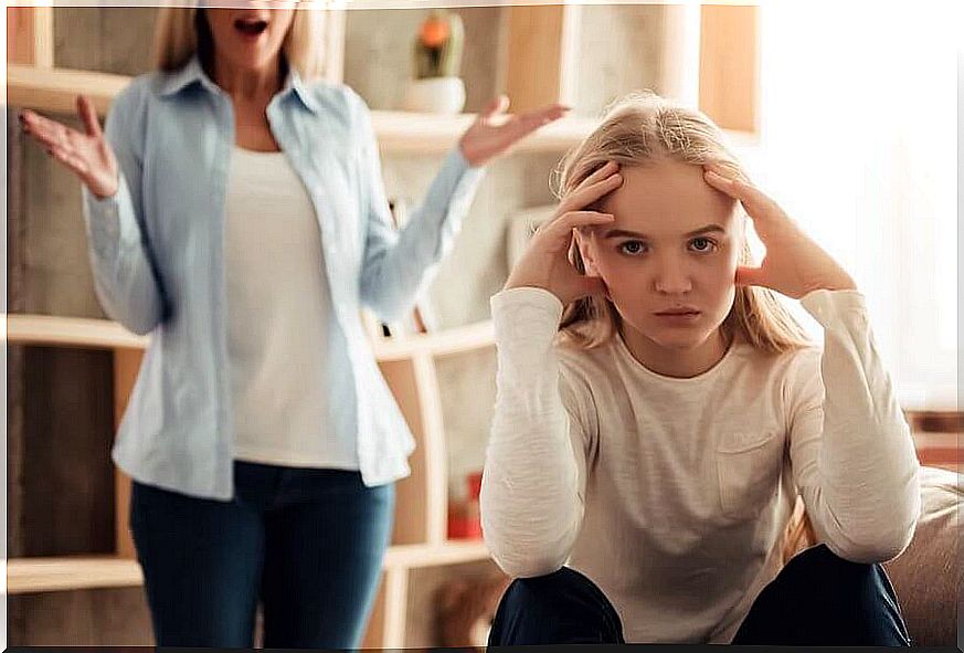 Mother trying to talk to her teenage daughter to improve her attitude.