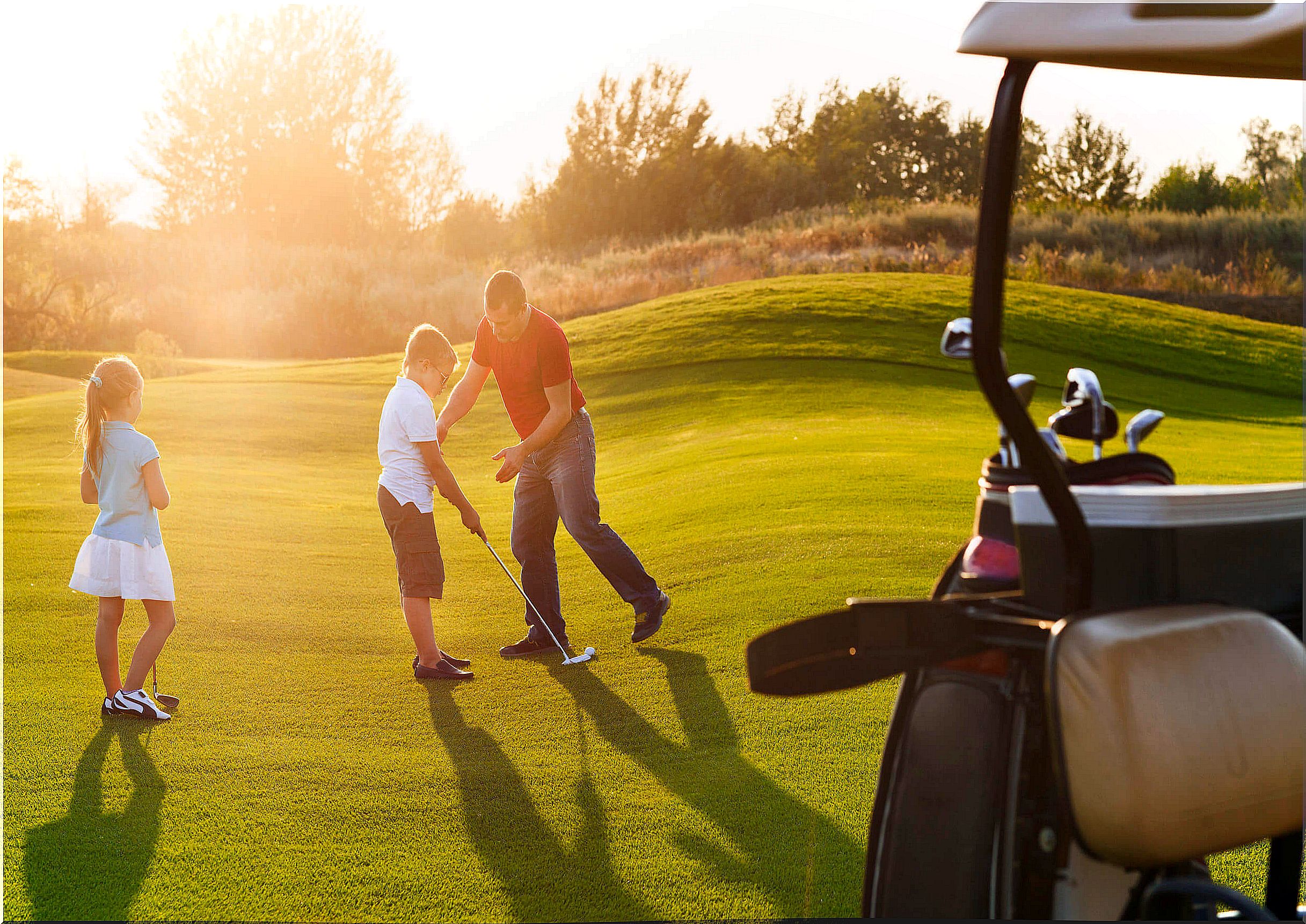 Children with asthma playing golf.